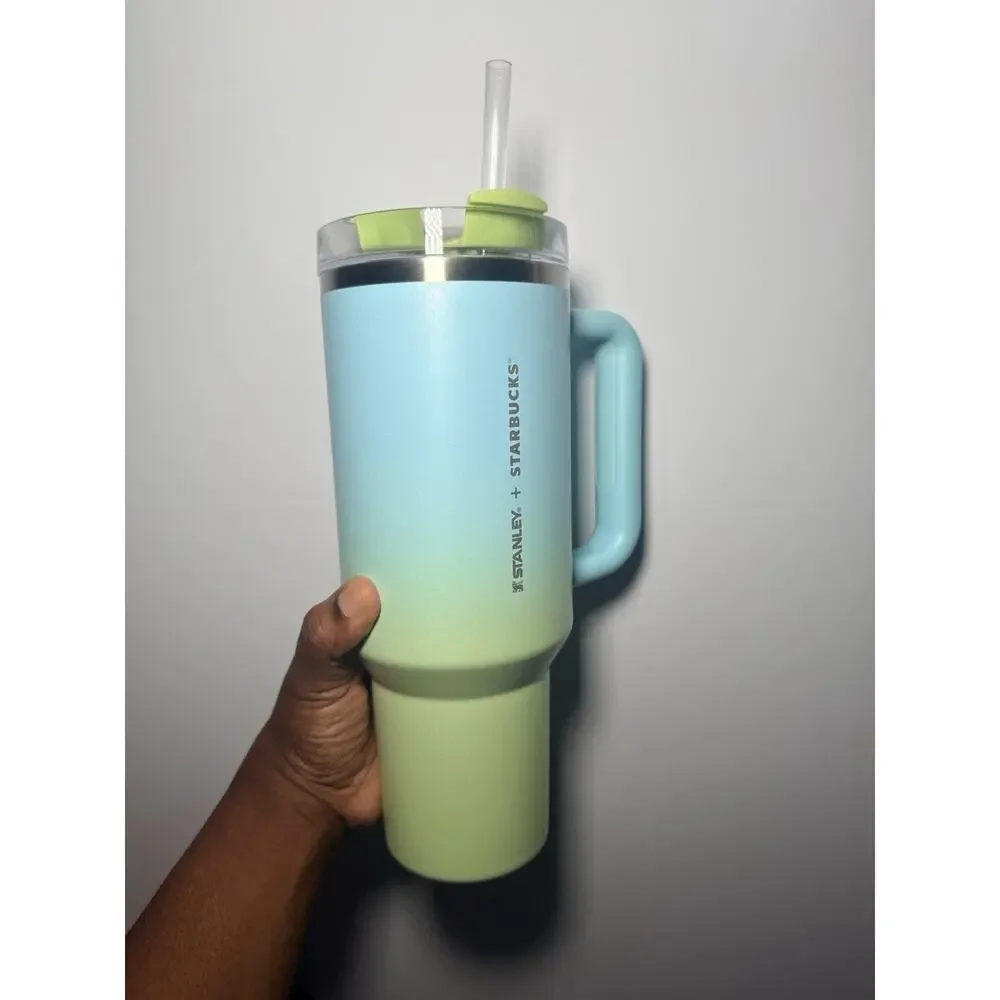 Stanley X Starbucks Thailand Summer BLUE GREEN OMBRE 40oz Quencher Tumbler BNWT - Picture 3 of 6